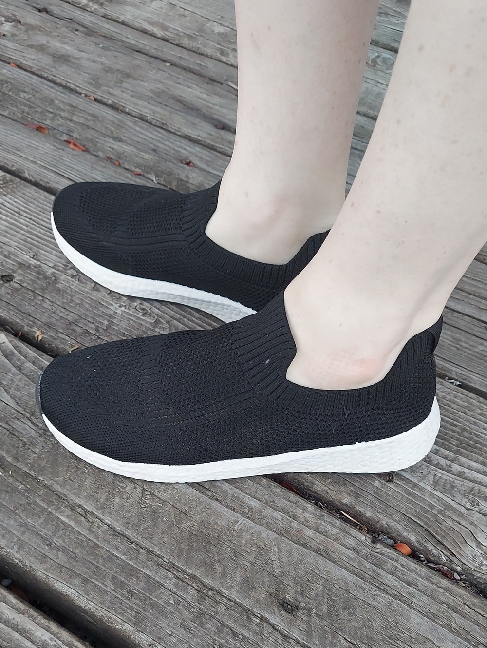 Danskin Slip-On Knit Sneakers - Black & White